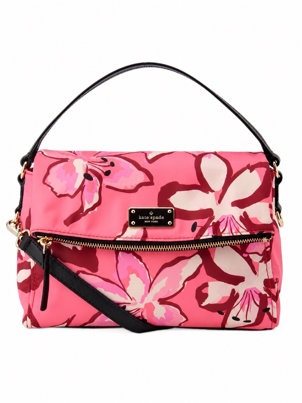 KATE SPADE New York Miri Blake Avenue Pink Floral Nylon Shoulder Crossbody Bag